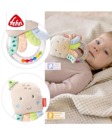 Fehn Rasselring Octopus Toy | Soft Baby Rattles & Gripping Motor Skills | Cuddly Toys for Babies & Toddlers 0+ Months - Buy Online on SooperMarket.com