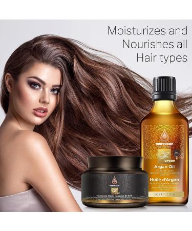 Moroccan Gold Series Deluxe Combo Set - Argan Oil Treatment with Keratin 50ml & Treatment Mask 250ml - Buy Online on SooperMarket.com