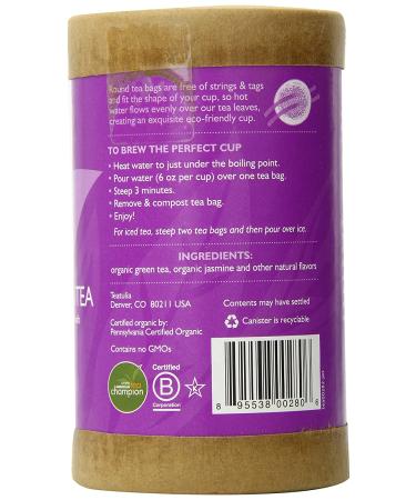 Teatulia Organic Jasmine Green Tea - 180 Compostable Tea Bags (6 Canisters) | Floral Caffeine-Free Delight - Buy Online on SooperMarket.com