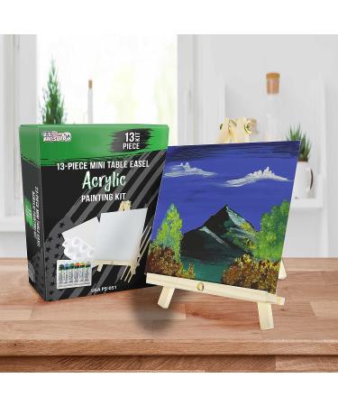 U.S. Art Supply 13-Piece Artist Painting Set: 6 Vivid Acrylic Paint Colors, Easel, Canvas Panels, Brushes & Palette - Ideal for Children, Kids, Students, Beginners - Buy Online on SooperMarket.com