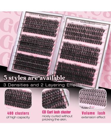Goddvenus Lash Clusters - 480pcs Mixed Styles 14-20mm | Fluffy Wispy D Curl Faux Mink Eyelash Extensions | Waterproof DIY Volume Lashes - Buy Online on SooperMarket.com