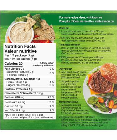 Knorr Recipe Soup Mix For Burgers Dips And Meat Loaves Onion No Artificial Flavour 56 g Pack of 24 - Buy Online on SooperMarket.com