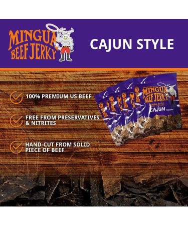 Mingua Beef Jerky Cajun-Seasoned Spicy Nitrite-Free 14oz (Pack of 4) - 100% US Beef, Four 3.5oz Bags - Buy Online on SooperMarket.com