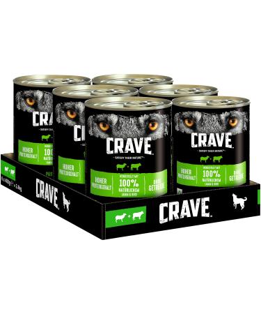 Crave adult dog water food pate with lamb & beef 6 cans 6x400g - premium dog food wet with high protein content and without grain made with 100 percent natural lamb & beef lamb and beef