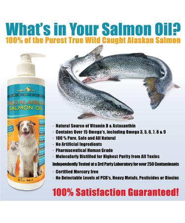 TerraMax Pro Premium Wild Alaskan Salmon Oil for Dogs and Cats - Omega-3 Supplement with EPA, DHA Fatty Acids, Astaxanthin & Vitamin D - 32 Fl. Oz - Buy Online on SooperMarket.com