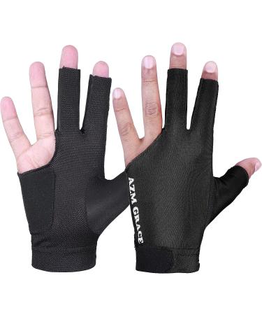 AZM 3 Fingers Pool Glove - Left Hand Snooker Cue Sport Glove for Billiards - Medium Black - Buy Online on SooperMarket.com