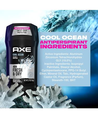 AXE Cool Ocean Men's Antiperspirant Deodorant 2.7 oz 4 Count - 48 Hour Sweat and Odor Protection - Long Lasting Freshness - Stay Dry for 48H - Buy Online on SooperMarket.com