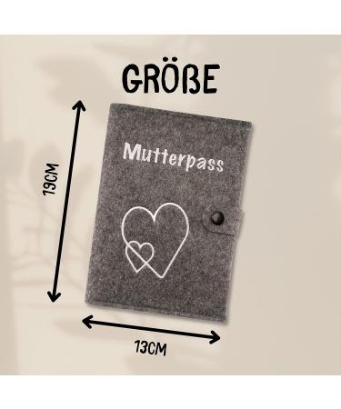 Riijk Gray Felt Mutterpass Cover with Closure & Ultrasound Photo Bag - Ideal German Mother Pass Gift - Buy Online on SooperMarket.com