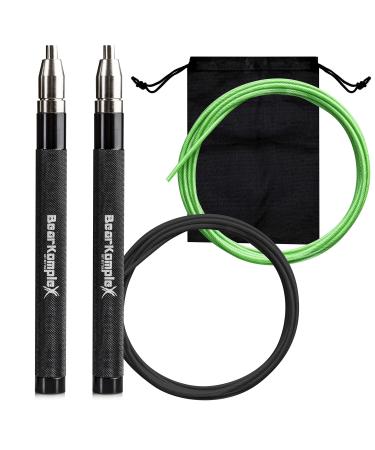 Bear KompleX Aluminum Speed Jump Rope for at-Home Workouts, Great for Double Unders, Boxing, Fitness, and Conditioning, Easy and Fast Setup, Workout Gear for Men and Women with Free Carrying Case Black Ice