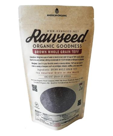 Rawseed Organic Brown Whole Grain African Teff 2 Lbs 1 Pack Gluten Free
