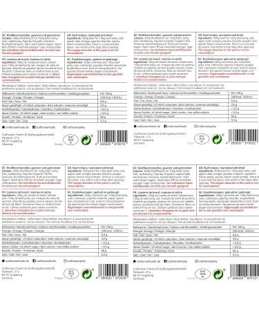 Craftsman Beef Jerky - 100% Natural Sugar-Free Protein 68% | 4x50g Pack | Bavarian D rrfleisch Mix | Smoky Chili & Hemp Pepper Biltong - Buy Online on SooperMarket.com