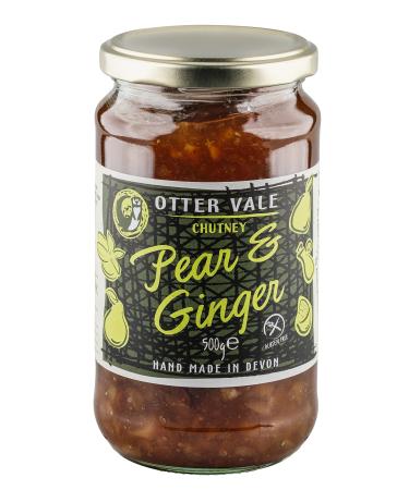 Otter Vale Pear and Ginger Chutney pear fruitiness with Great stem Ginger Flavour Hand-Made in Devon Gluten-Free 500 g Glass jar Pear & Ginger Chutney