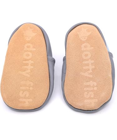 Dotty Fish Soft Leather Baby Shoes for Boys | Non Slip Toddler Shoes | Animal Designs | 0-6 Months - 4-5 Years | Grey and White Panda - Buy Online on SooperMarket.com