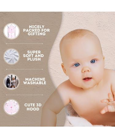 Mother's Choice 100% Cotton Baby Towel with Hood - Ultra Soft and Absorbent (75x75cm) - Bunny Hooded Baby Towel in Pink Rabbit Design - Buy Online on SooperMarket.com