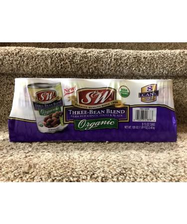 S & W Three Bean Blend Dark Red Kidney, Pinto & Black Organic Beans 8 - 15 oz Cans