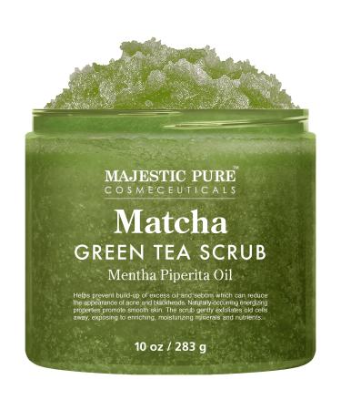 Matcha Green Tea Body Scrub for All Natural Skin Care - Exfoliating Multi Purpose Body and Facial Scrub Moisturizes and Nourishes Face and Skin - 10 oz - Great Gift for Her