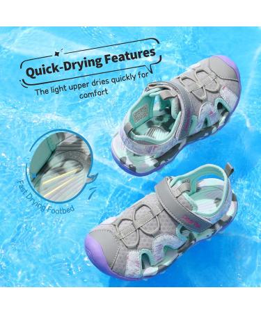 DREAM PAIRS Kids Sandals - Boys & Girls Outdoor Summer Sport Velcro Shoes - Light Grey Purple - 33 EU - Buy Online on SooperMarket.com