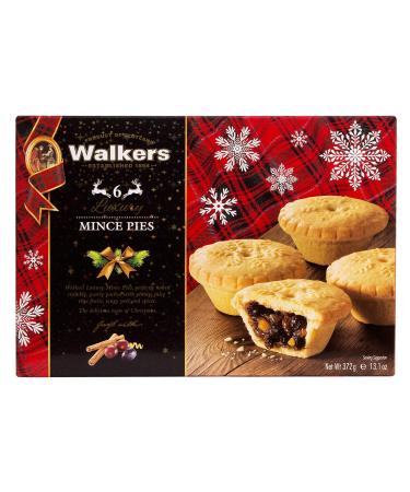 Holiday Mini Mincemeat Tarts - 1 Box, 6 Pieces Luxury Mincemeat Inside, 13.1 Ounce | Buttery Pie Pastry | Perfect Pie for Holidays, Birthdays | by Walkers