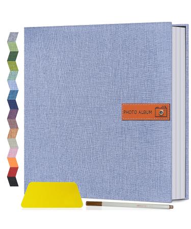 Popotop Large Photo Album Self Adhesive 4x6 5x7 8x10 Scrapbook Album DIY 40 Pages Picture Book,Gifts for Mom,Family Baby and Wedding,with Metal Pen and Plastic Board 13"x12.6"40pages Sky blue
