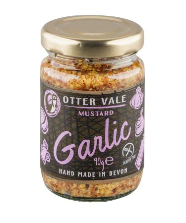 Otter Vale Garlic Mustard medium hot with garlic flavour hand-made in Devon gluten-free 90g glass jar