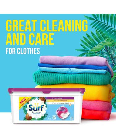 Surf Coconut Bliss 3 in 1 Capsules Washing Capsules even more fragrance* for brilliantly clean laundry every time 27 washes Coconut Bliss 27 count (Pack of 1) - Buy Online on SooperMarket.com