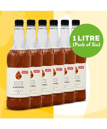 Simply Sugar Free Caramel Syrup Low Calorie Vegan & Nut Free Flavoured Syrup for Coffee Cocktails & Baking (1 Litre x 6) - Buy Online on SooperMarket.com