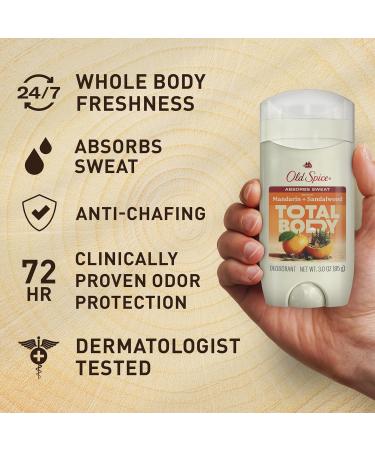 Old Spice Whole Body Deodorant for Men Total Body Deodorant Mandarin + Sandalwood Aluminum Free Deodorant Stick for 24/7 Freshness // Dermatologist Tested Whole Body Deodorant 3.0 oz - Buy Online on SooperMarket.com