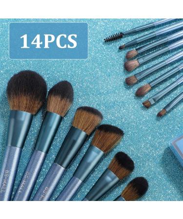 BS-MALL Makeup Brush Set 14Pcs Professional Synthetic Brushes for Foundation, Powder, Concealer, Eye Shadows, Blush - Deep Starry Blue - Buy Online on SooperMarket.com