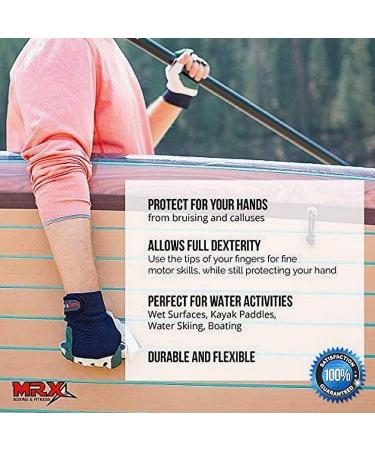MRX Sailing Gloves for Men & Women - Paddle, Row, Fish & Ski with Comfort | Short Finger Kayaking Gloves in Blue, Grey & White - Large - Buy Online on SooperMarket.com