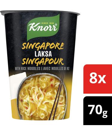 Knorr Rice Noodle Cup for a Light Soup Meal or Snack Ready in 5 mins Singapore Laksa Low Fat Vegetarian and no Artificial Flavours 70 g ( 8 Count ) - Buy Online on SooperMarket.com