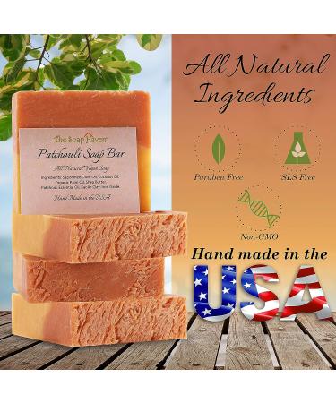 Patchouli Soap - Handmade in USA with 100% Natural Non-GMO Ingredients - 4 Large 4.5 oz Bars - Buy Online on SooperMarket.com