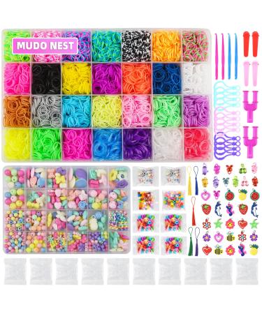 MUDO NEST 18000+ Loom Bands Kit: DIY Rubber Bands Kits, 500 Clips, 40 Charms,Loom Bracelet Making Kits for Kids, DIY Rubber Band Bracelet Kit