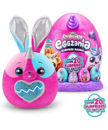 Rainbocorns Eggzania Surprise Mania Whipper the Bunny - 28 cm Collectible Plush with Over 20 Surprises - Rings, Bracelets, Stickers & Wearable Accessories Included - Buy Online on SooperMarket.com