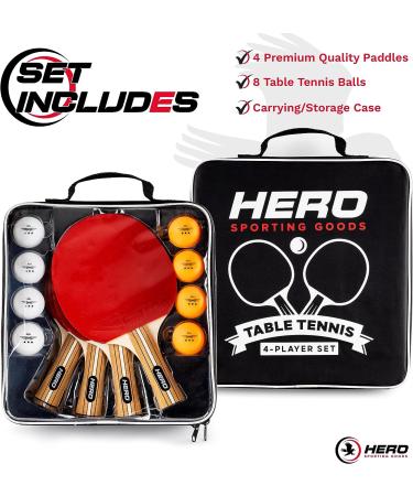 Premium Ping Pong Paddles Set of 4 with Balls and Carrying Case - High Performance 3-Star Table Tennis Set - Buy Online on SooperMarket.com