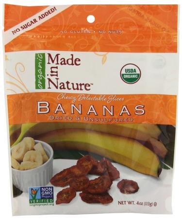 Made in Nature Organic Dried Banana Slices Soft & Chewy Supersnacks 4 oz (113 g)