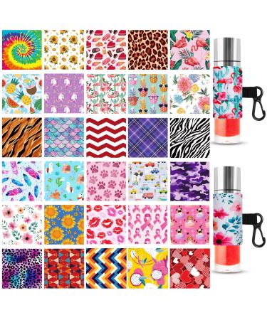 Outus 60 Pcs Lip Balm Holder Bulk Compact Lip Balm Holder Keychain Clip on Elastic Lipstick Holder Keychain Lipstick Sleeve with Clip Fits Most Standard Lip Balm