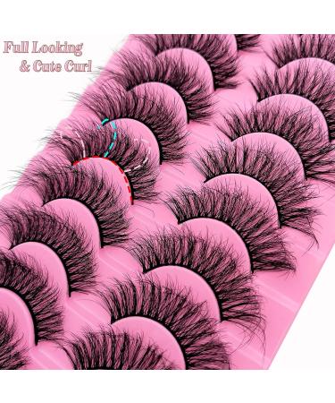 Cat-Eye Fluffy-XZ01: 10 Pairs 20mm Long Dramatic False Eyelashes - Thick Volume, Crossed, Lightweight, Soft Curly Fake Lashes - Wispy Mink Lashes for Big Eyes - Buy Online on SooperMarket.com