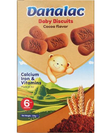 Danalac Cocoa Baby Biscuits Pack of Finger Food Snack for Toddlers 6+ Months with Calcium Iron and Vitamins 120 gram 120 g (Pack of 1)
