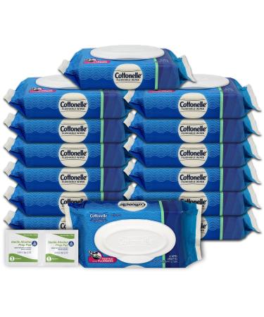Cottonele Flushable Wet Wipes | 14 pack | Included Prep Pad 100 Swabs | Niro Assortment