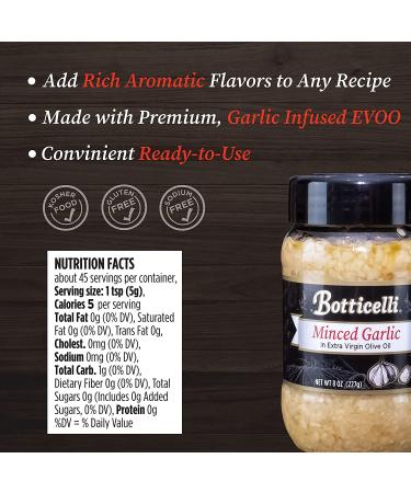 Botticelli Fresh Minced Garlic in Olive Oil (8oz, 3-Pack) - Ready-to-Use for Sauces, Dressing, Gravy - Premium Quality Bottled Garlic - Buy Online on SooperMarket.com