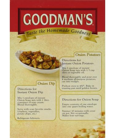 Goodman's Onion Soup & Dip Mix 2.75 oz Pouch (Pack of 8) - Savory Onion Flavor for Cooking and Snacking - Buy Online on SooperMarket.com