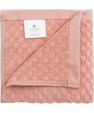 Pleasant Home Washcloths Set - 12x12 12 Pack, 550 GSM Ring Spun Cotton - Super Soft & Absorbent Face Towels (Blush Combo Check Design) - Buy Online on SooperMarket.com