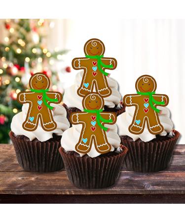 PRECUT Gingerbread Man Cupcake Toppers Edible Christmas Cake Decorations Christmas Decorations Christmas Gingerbread Man Cake Topper (12) - Buy Online on SooperMarket.com