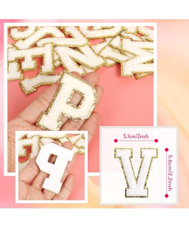 White Letter Chenille Patches - 26PCS Self-Adhesive Iron on Letters, Varsity Alphabet Embroidered Applique for Clothing and Accessories - Buy Online on SooperMarket.com