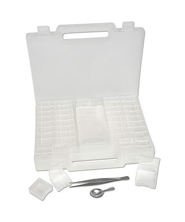 The Beadsmith Bead Organizer Carrying Case 55 piece set with removable compartments in assorted sizes a carrying case plus a bead scoop and tweezer.