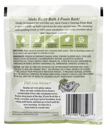 Buy Aura Cacia Aromatherapy Foam Bath - Clearing Eucalyptus 2.5 oz (Pack of 6) | International Shipping Available - Buy Online on SooperMarket.com