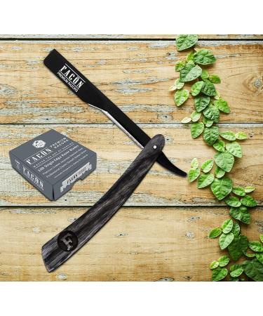 100 BLADES + Facn Professional Wooden Straight Edge Barber Razor - Salon Quality Shavette - Buy Online on SooperMarket.com