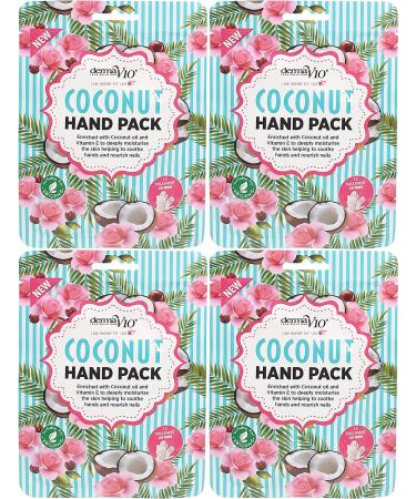 Derma V10 Coconut Hand Pack Deep Moisturising Enriched with Coconut Oil and Vitamin E - 4 Pack
