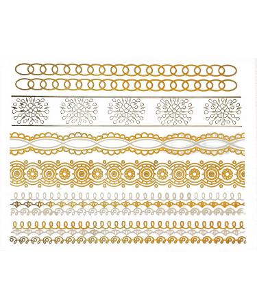 Terra Tattoos Gold Silver Metallic Temporary Tats - 75+ Boho Henna Designs - Waterproof, Non-Toxic, Long-Lasting - Ideal for Beach, Festivals & More! - Buy Online on SooperMarket.com