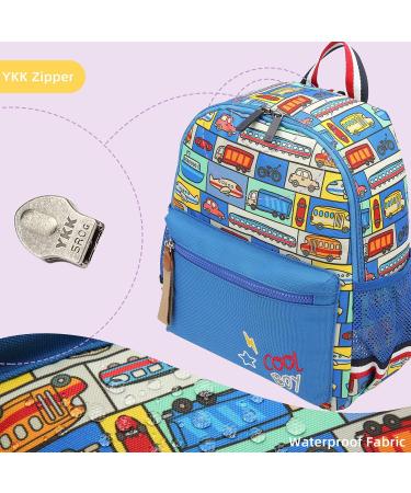 Willikiva Cartoon Bus Kindergarten Backpack with Leash | Waterproof Preschool Toddler Backpack for Boys and Girls (Car) - Buy Online on SooperMarket.com